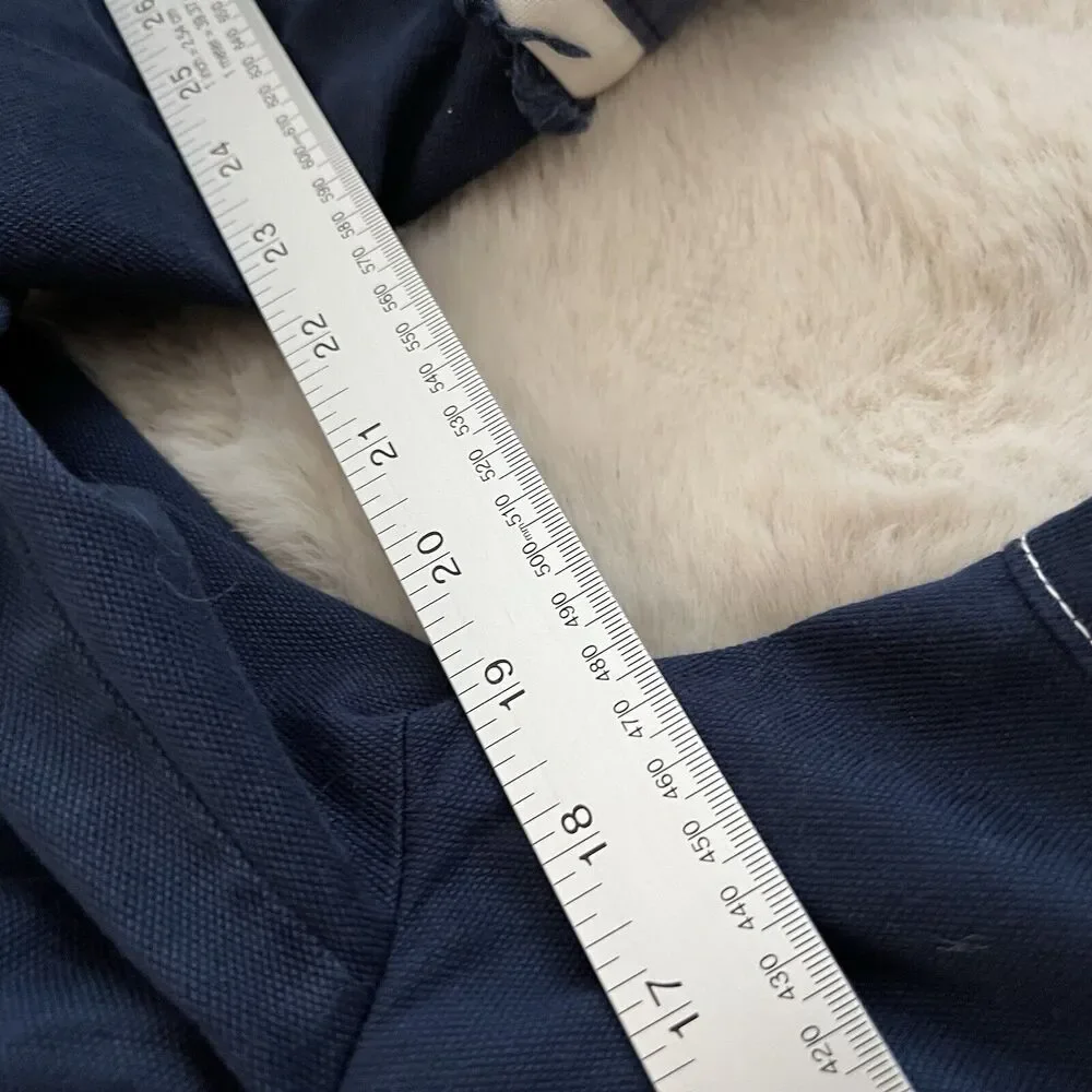 Boden Navy Trench Coat with White and Gray Accents - Picture 13 of 13
